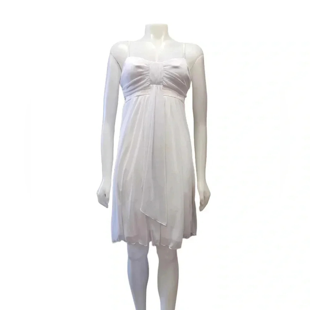 Le Chateau White Spaghetti Strap Lined A Line Mini Dress Size Large